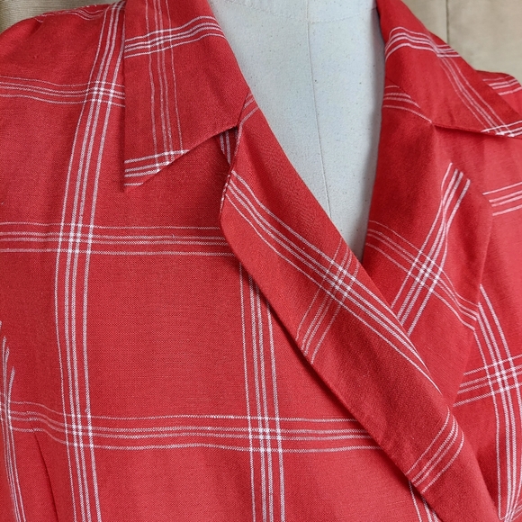 Evan Picone red linen blend wrap dress size 16 - Picture 2 of 10